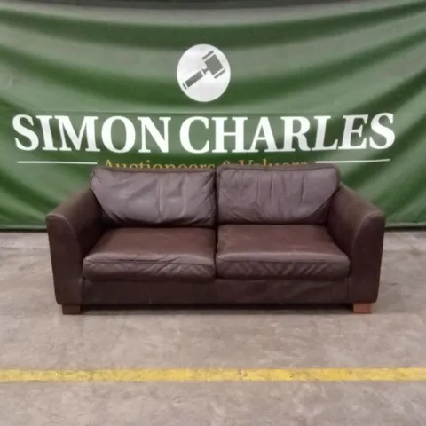 DESIGNER 3 SEATER LEATHER SOFA - CHOCOLATE