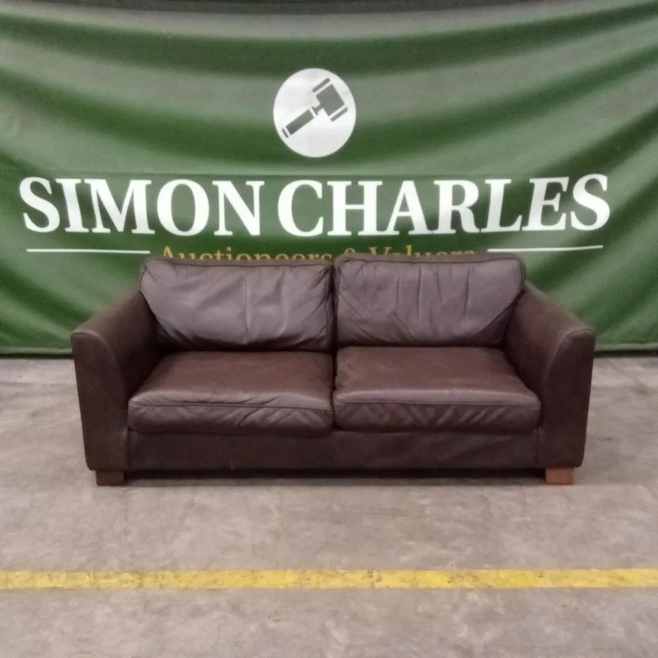 DESIGNER 3 SEATER LEATHER SOFA - CHOCOLATE