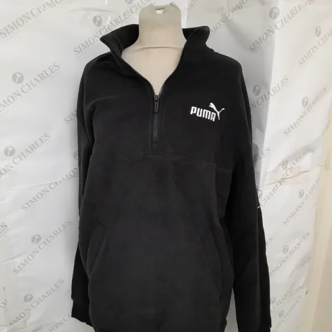 PUMA 1/4 ZIP FLEECE PULLOVER IN BLACK SIZE M