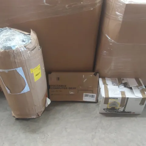 PALLET CONTAINING A VERY LARGE QUANTITY OF ASSORTED ITEMS INCLUDING: MATTRESS, FOLDABLE COMPUTER DESK, KARCHER STEAM CLEANER ECT