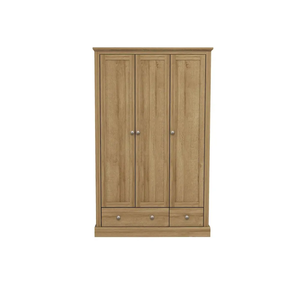 BOXED KENANSVILLE 3 DOOR CORNER WARDROBE (2 BOXES)