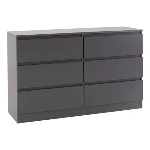 BOXED MALVERN 6 DRAWER CHEST - GREY (2 BOXES)