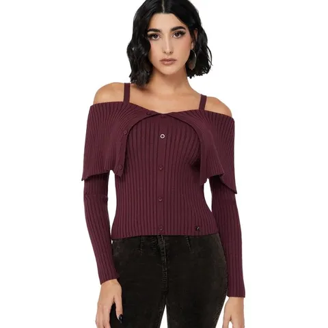 BRAND NEW BAGGED KILLSTAR - DUSK EMPRESS - PURPLE WOMEN'S OFF-THE-SHOULDER TOP SIZE M