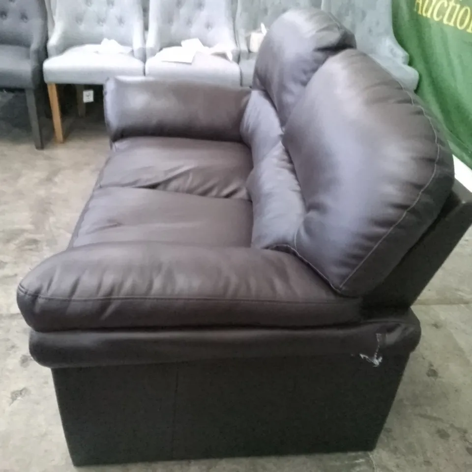 QUALITY DESIGNER ANDERSON 2 SEATER SOFA - BROWN LEATHER 