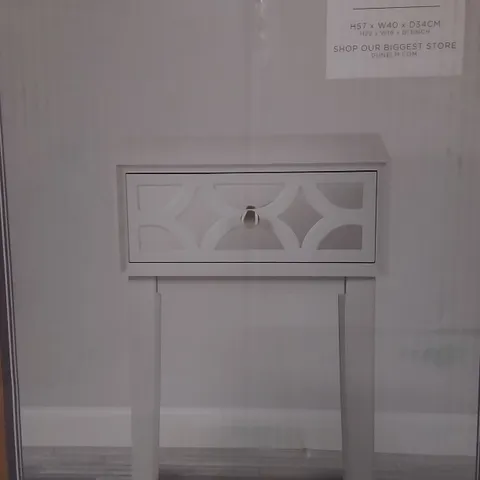BOXED DELPHI 1 DRAWER BEDSIDE IN GREY - H57 X W40 X D34 CM