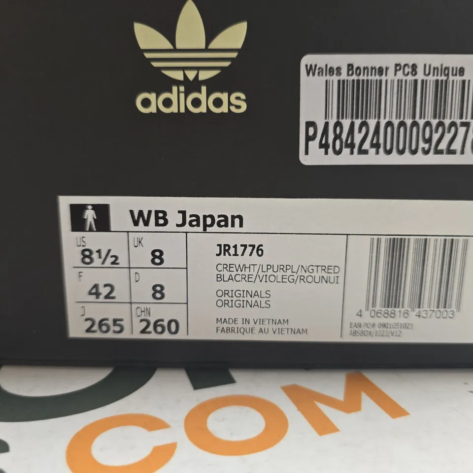 BOXED PAIR OF ADIDAS WALES BONNER JR1776 TRAINERS – PURPLE/LILAC WITH BROWN SUEDE, UK 8