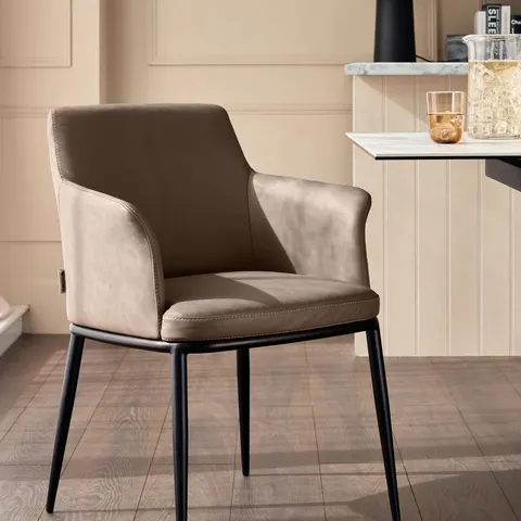 BOXED DANETTI LOGAN MOCHA LEATHER DINING CHAIR