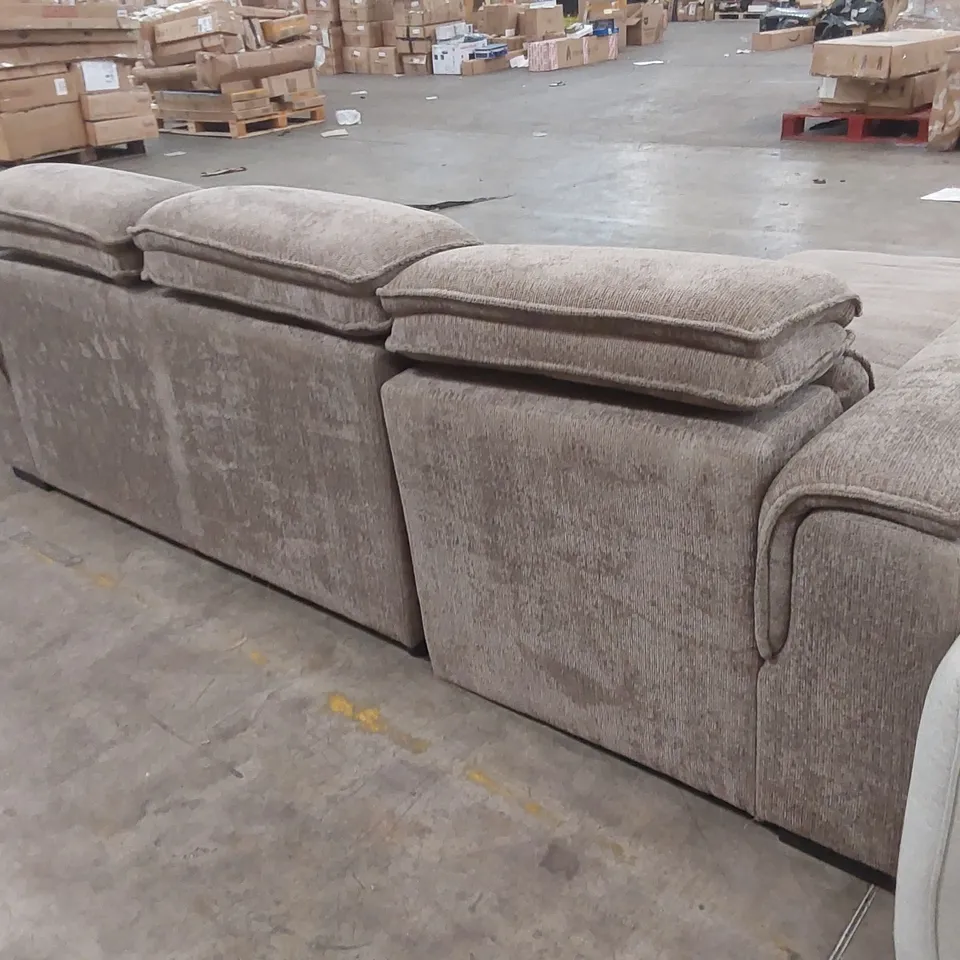 QUALITY DESIGNER CHUNKY WEAVE FABRIC UPHOLSTERED CORNER SOFA BED WITH STORAGE 