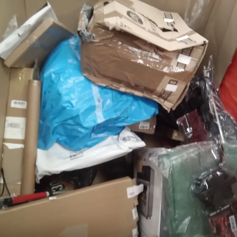 PALLET OF ASSORTED ITEMS INCLUDING KITCHEN FAUCET, CROYDEX TOILET SEAT, HEATED BLANKET, EUROPE WALL MAP, RETRACTABLE GATE, CUSIMAX  CONVECTION TOASTER OVEN