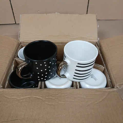 SET OF 6  STRIPE AND SPOTS MUGS - COLLECTION ONLY