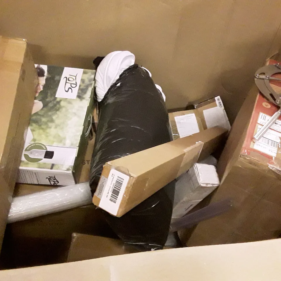 PALLET OF ASSORTED PRODUCTS INCLUDING 2.9M TELESCOPIC LADDER, BIRD BATH WITH FEEDING TABLE, GARMENT STEAMER, CEILING FAN WITH LIGHT, FLOOR CHAIR