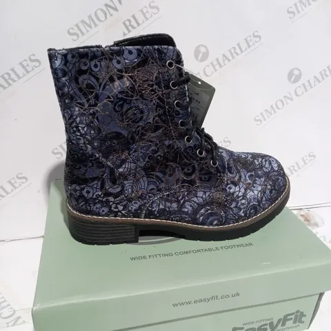 BOXED EASYFIT NAVY FLORAL BOOTS - UK SIZE 6