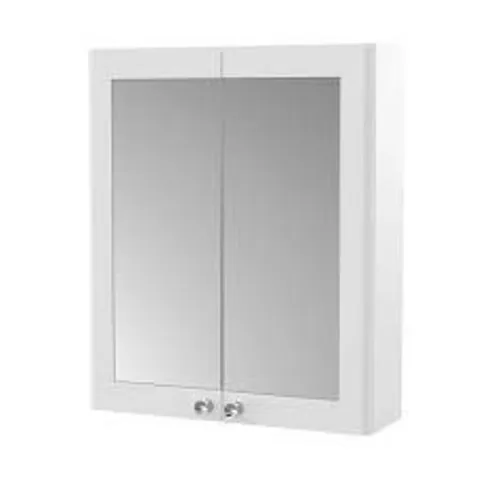 BOXED NUIE CLASSIQUE 600mm SATIN WHITE TWO DOOR MIRROR CABINET (1 BOX)