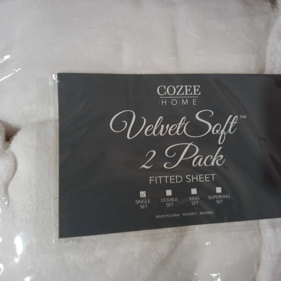COZEE HOME VELVET SOFT FITTED SHEET SET - WHITE, SINGLE 