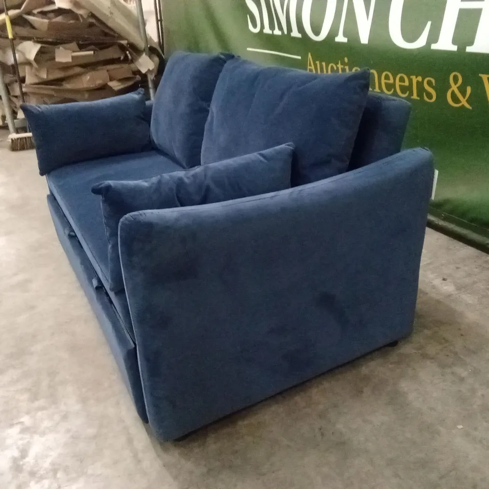 QUALITY DESIGNER SOLACE+CO SOFA BED - BLUE VELVET