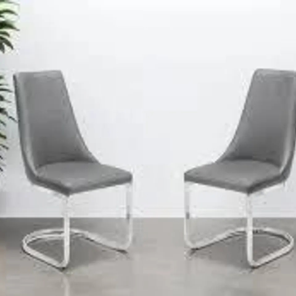 BOXED JULIAN BOWEN COMO CANTILEVER DINING CHAIR, SET OF 2 - GREY (1 BOX)