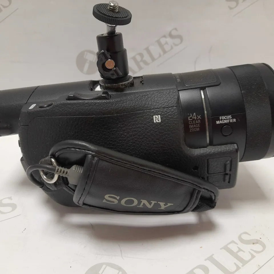 SONY HDR-CX900E CAMCORDER WITH BAG AND ASSORTED ACCESSORIES