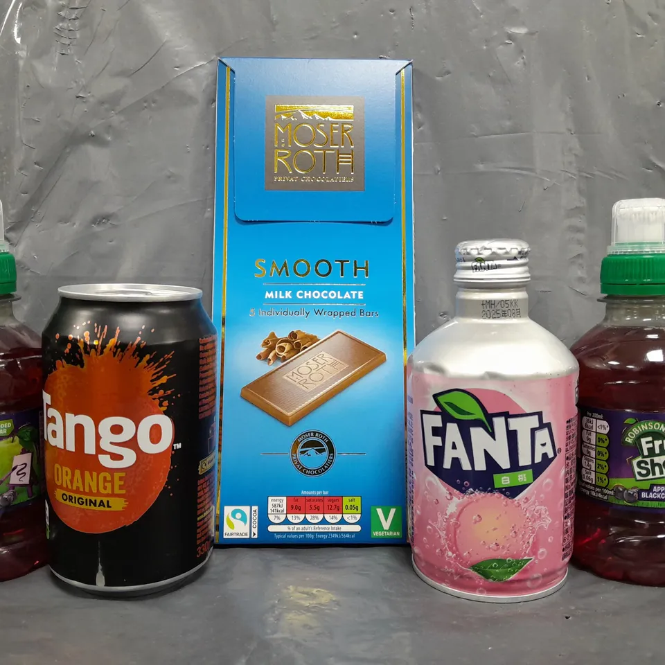 APPROXIMATELY 10 ASSORTED FOOD/DRINK PRODUCTS TO INCLUDE FRUIT SHOOT, FANTA, TANGO, ETC