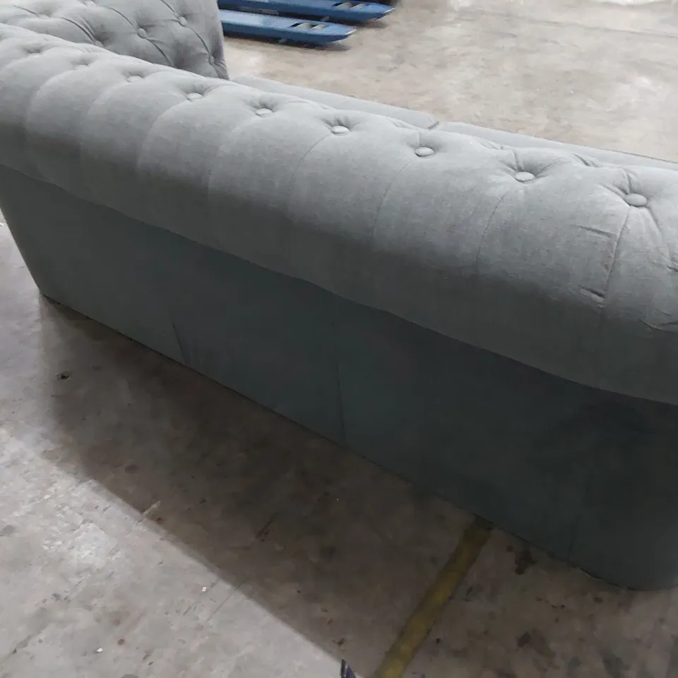 DESIGNER CHESTERFIELD THREE SEATER SOFA GREY FABRIC 