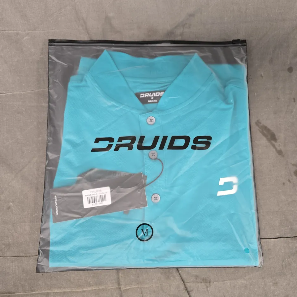 DRUIDS PRIME POLO TOP IN TEAL SIZE MEDIUM