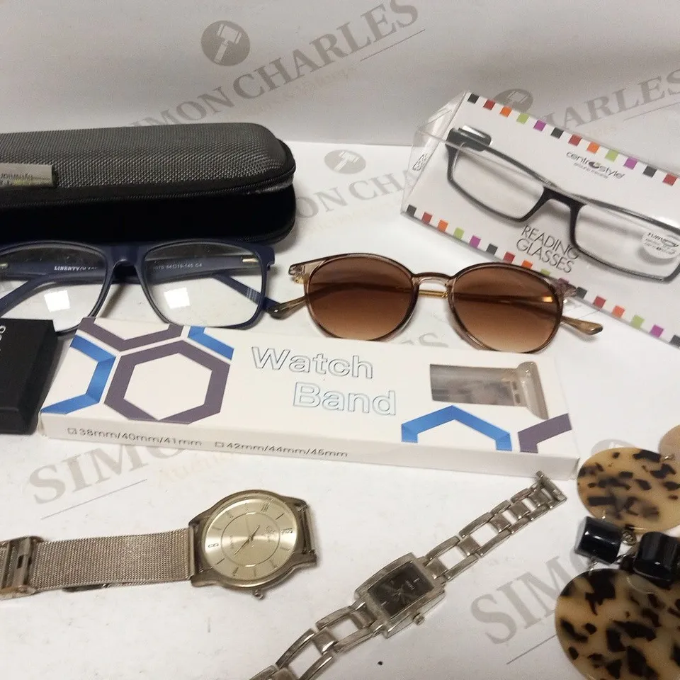 LARGE QUANTITY OF ASSORTED JEWELLERY AND GLASSES TO INCLUDE; PEGASUS, LIBERTY, QUARTZ