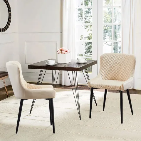 BOXED SET OF TWO TUKAILAI CREAM DINING CHAIRS