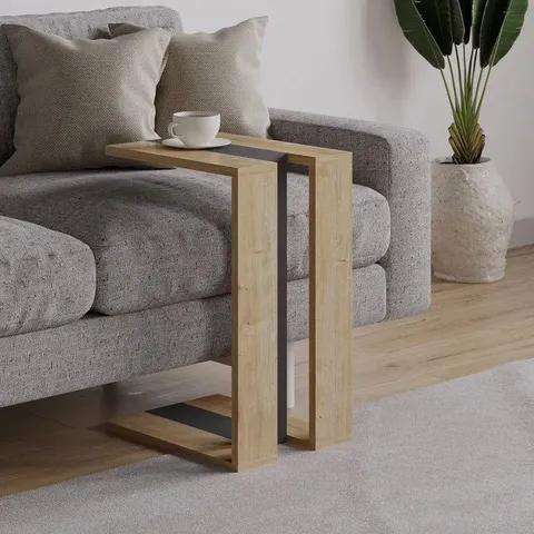 BOXED MUJU MODERN C SHAPE TABLE - OAK/ANTHRACITE
