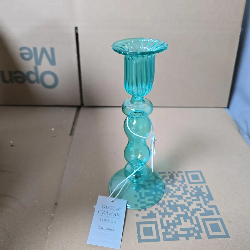 6X GISELA GRAHAM GREEN CANDLESTICK HOLDERS