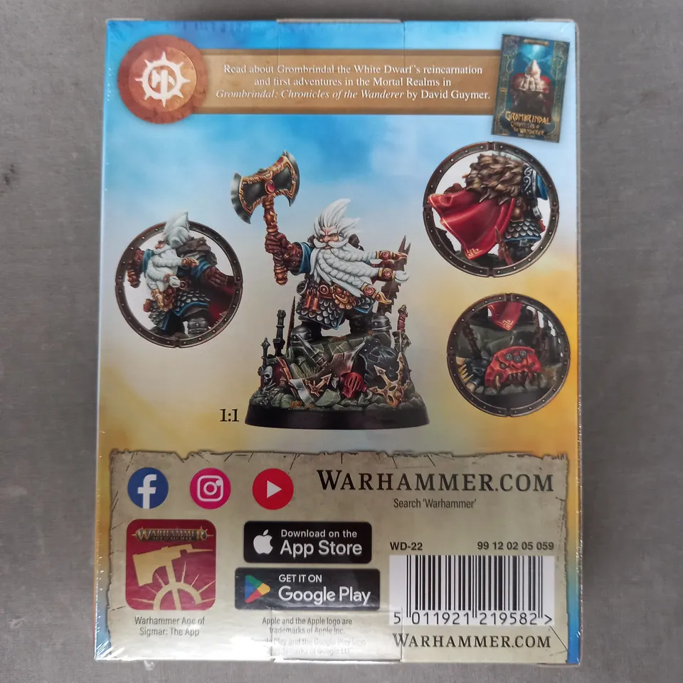 BOXED WARHAMMER AGE OF SIGMAR WHITE DWARF GROMBRINDAL MINIATURE