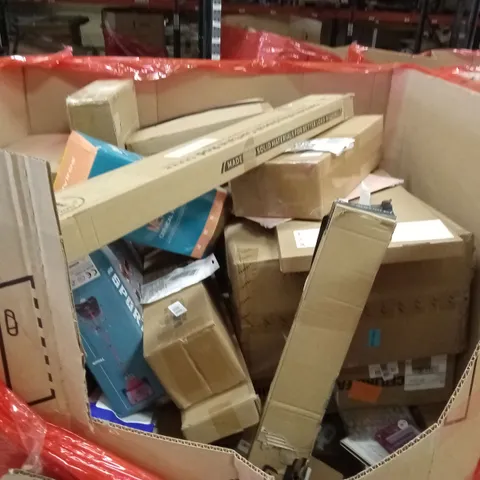 PALLET OF ASSORTED HOUSEHOLD GOODS AND PRODUCTS TO INCLUDE;CERVICAL PILLOW, CEILING FAN WITH LIGHT, BASKET BALL HOOP