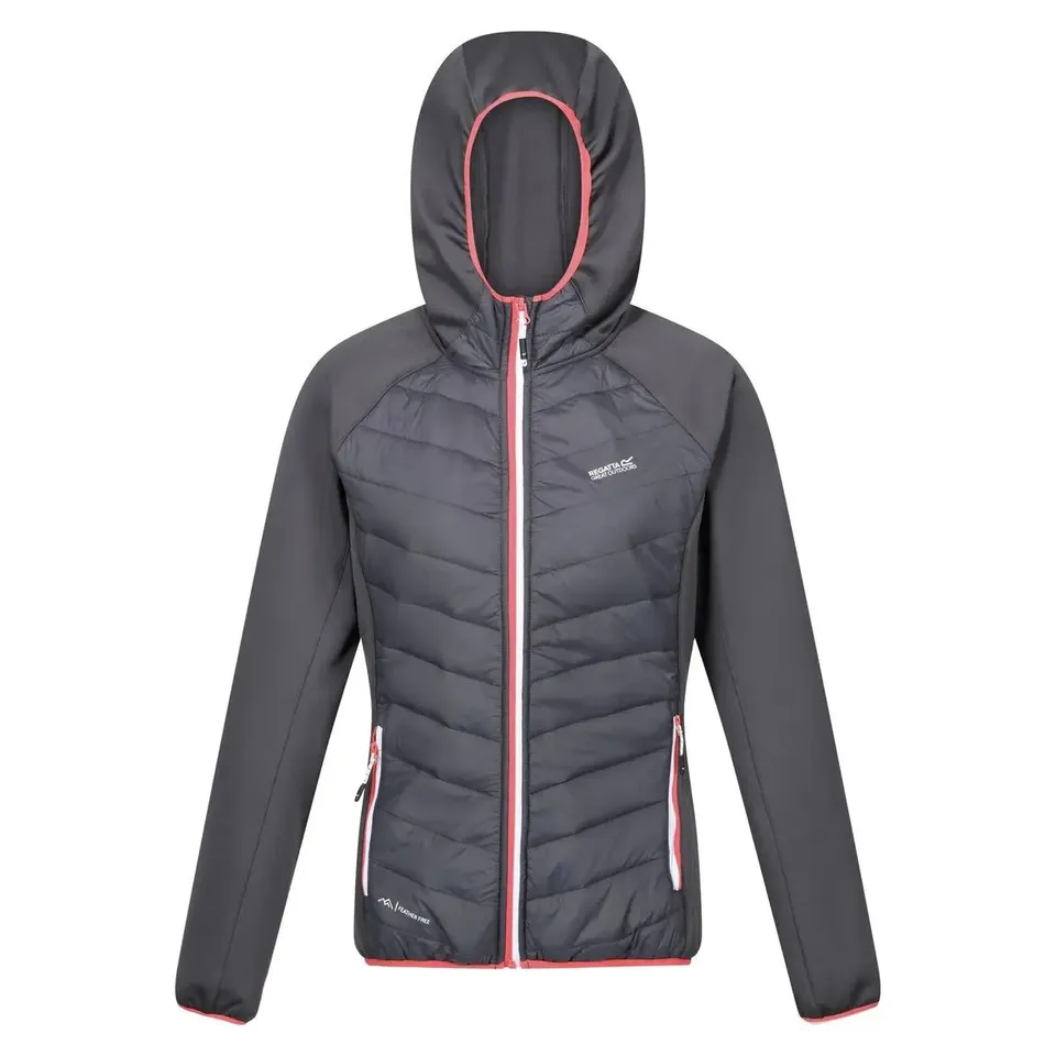 BRAND NEW REGATTA WOMEN'S ANDRESON VIII HYBRID JACKET IN SEAL GREY/PINK POTION SIZE 8
