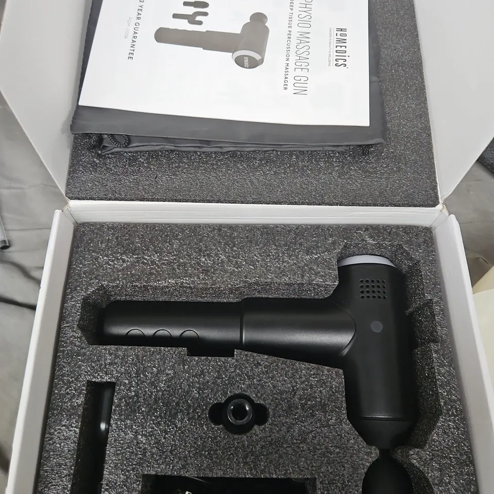 HOMEDICS PHYSIO MASSAGE GUN - DEEP TISSUE PERCUSSION MASSAGER 