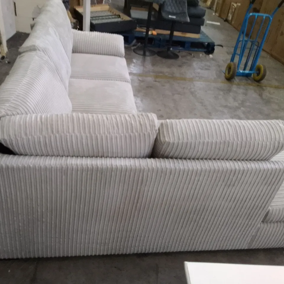 QUALITY DESIGNER 2PCS CORNER SOFA WITH RHF CHAISE - IVORY CORDUROY FABRIC
