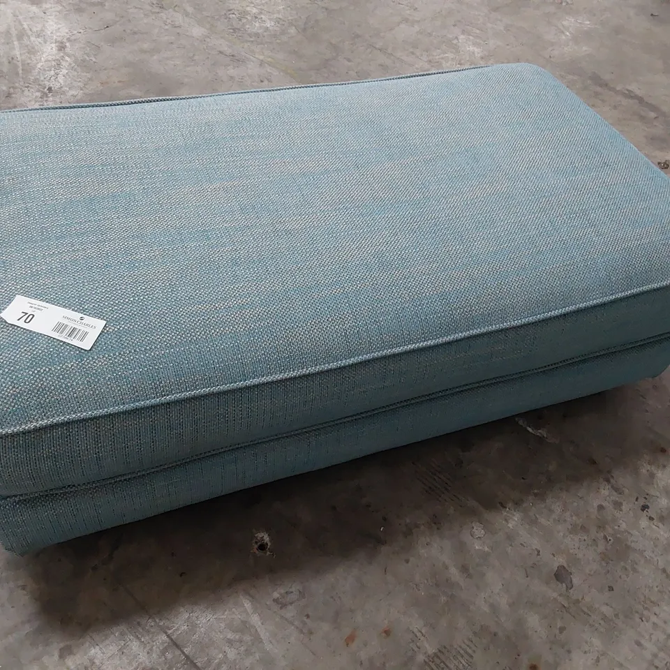 QUALITY BRITISH DESIGNER LOUNGE Co. RECTANGULAR FOOTSTOOL DUCK EGG BLUE FABRIC 