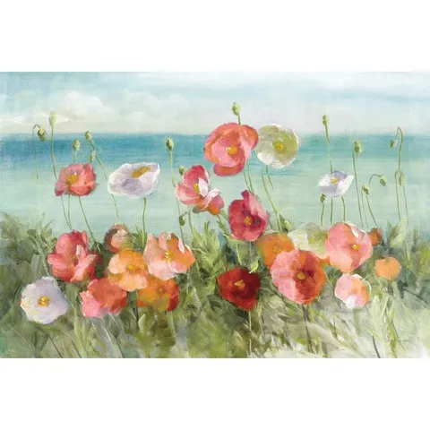 BOXED COASTAL POPPIES LIGHT. BY DANHUI NAI - WRAPPED CANVAS PAINTING