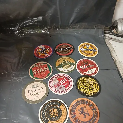BOX OF ASSORTED BEER COASTER COLLECTION