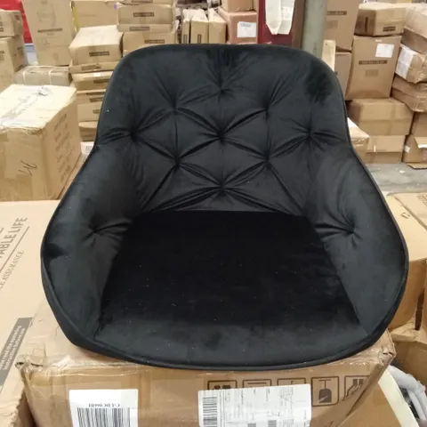 BOXED SET OF 2 BLACK VELVET DINING CHAIRS 