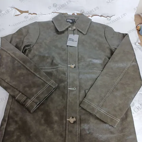 BASIC PLEASURE MODE KHAKI LONG WAISTED JACKET - SIZE 6