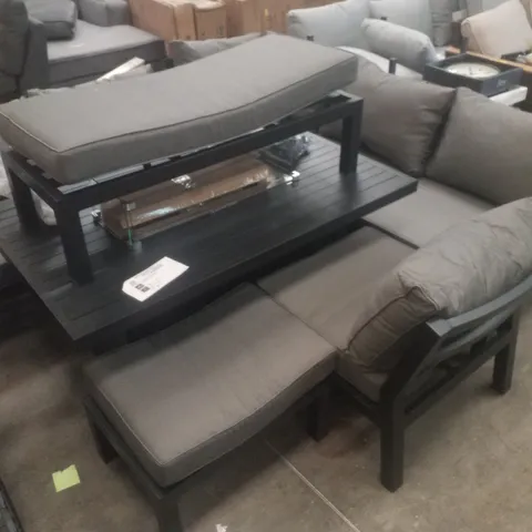BERLIN ALUMINIUM 9 SEATER CORNER SOFA SET WITH FIRE PIT TABLE (7 PARTS)