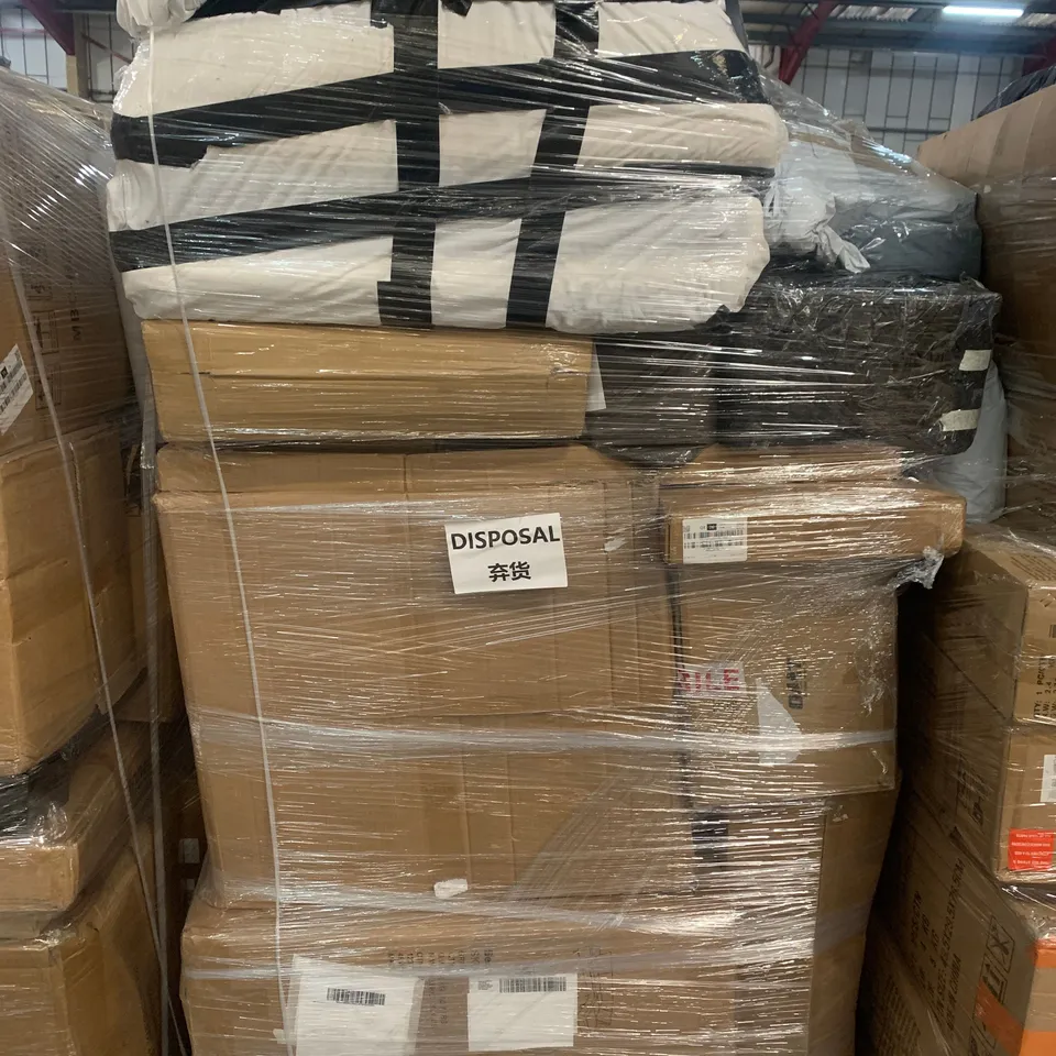 PALLET OF ASSORTED ITEMS TO INCLUDE BOXED FURNY, SECTIONAL SOFA AND ARMCHAIR