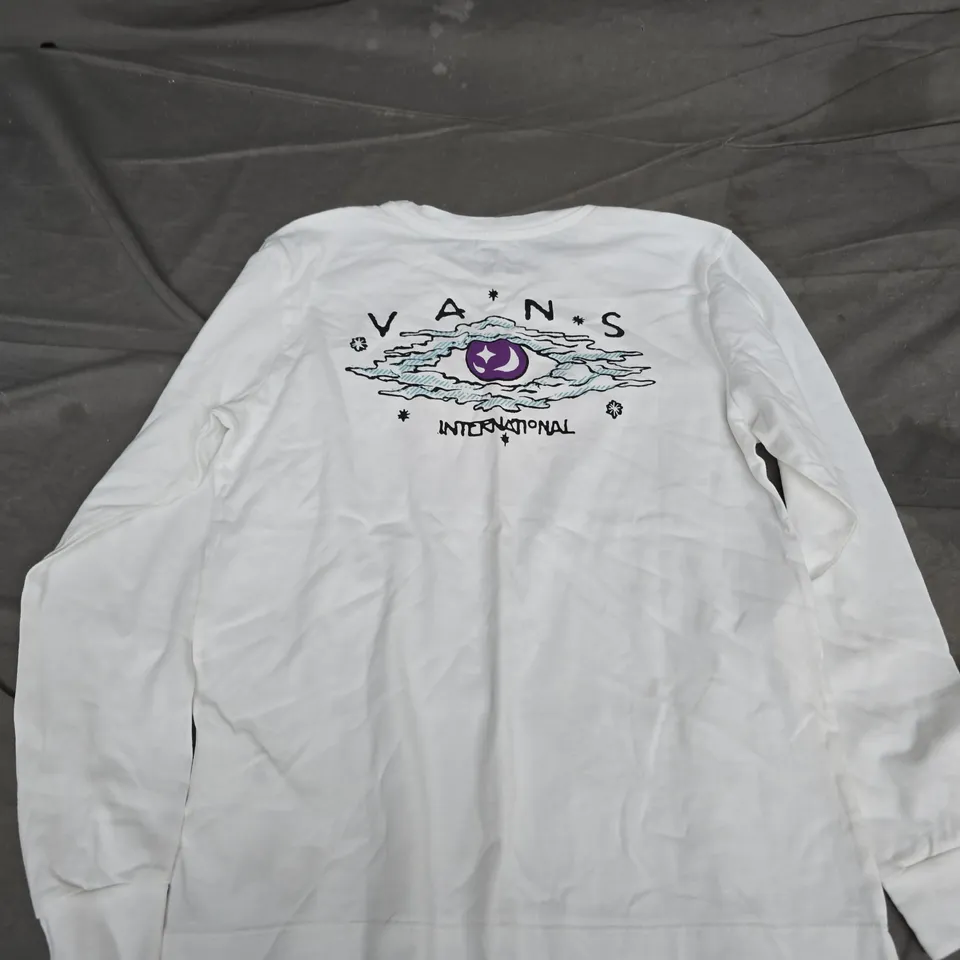 VANS KIDS WHITE LONG-SLEEVE T-SHIRT WITH EYE LOGO (X-SMALL)