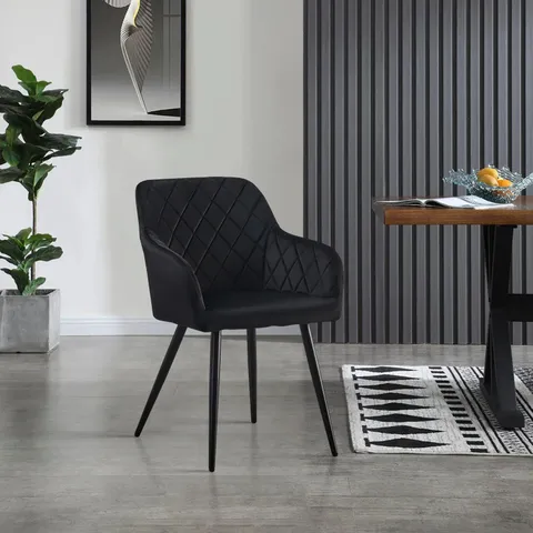 BOXED MOREE SET OF TWO BLACK VELVET DINING CHAIRS (1 BOX)