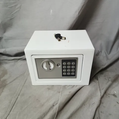 WHITE SECURITY SAFE WITH ELECTRONIC KEYPAD AND OVERRIDE KEY