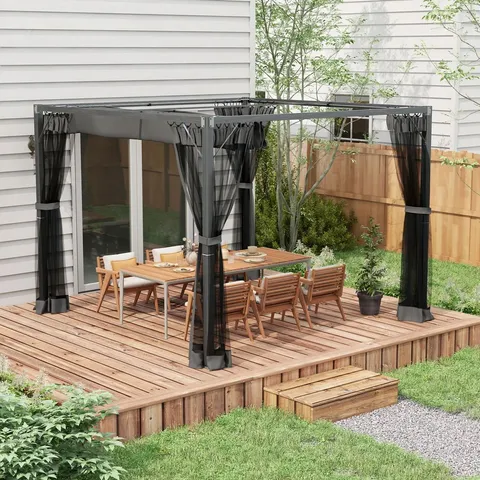 BOXED DAKOTA FIELDS 2.97m X 2.97m ALUMINIUM PERGOLA (1 BOX)