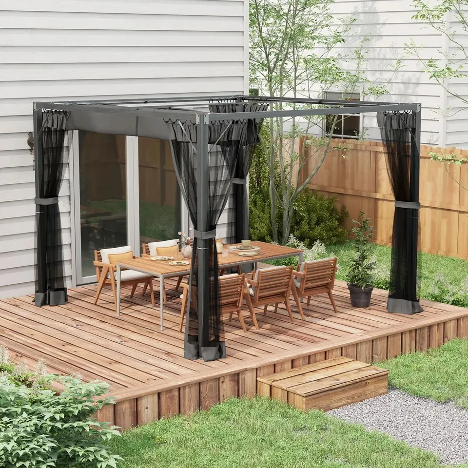 BOXED DAKOTA FIELDS 2.97m X 2.97m ALUMINIUM PERGOLA (1 BOX)