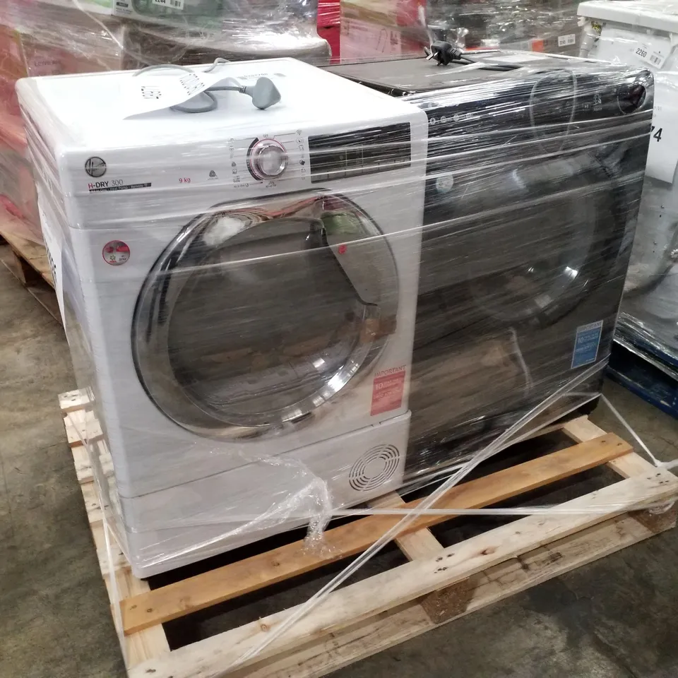 HOOVER H-DRY 300 HEAT PUMP TUMBLE DRYER WHITE AND CANDY SMART PRO FREESTANDING WASHING MACHINE BLACK - UNPROCESSED RAW RETURNS