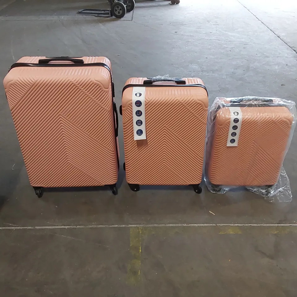 NEO SET OF APPROXIMATELY 3 PINK HARD SHELL LUGGAGE SUITCASES (1 ITEM)