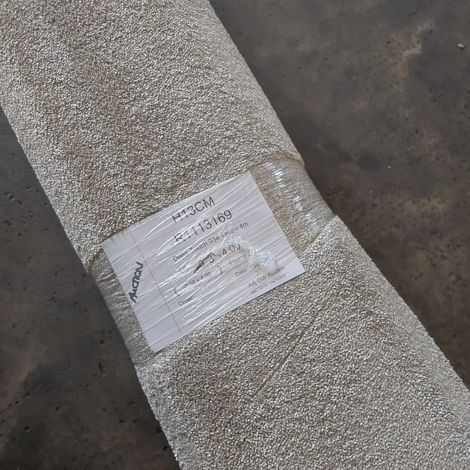 ROLL OF QUALITY DEEP TOUCH TAUPE CARPET - APPROXIMATELY 2.15 x 4m