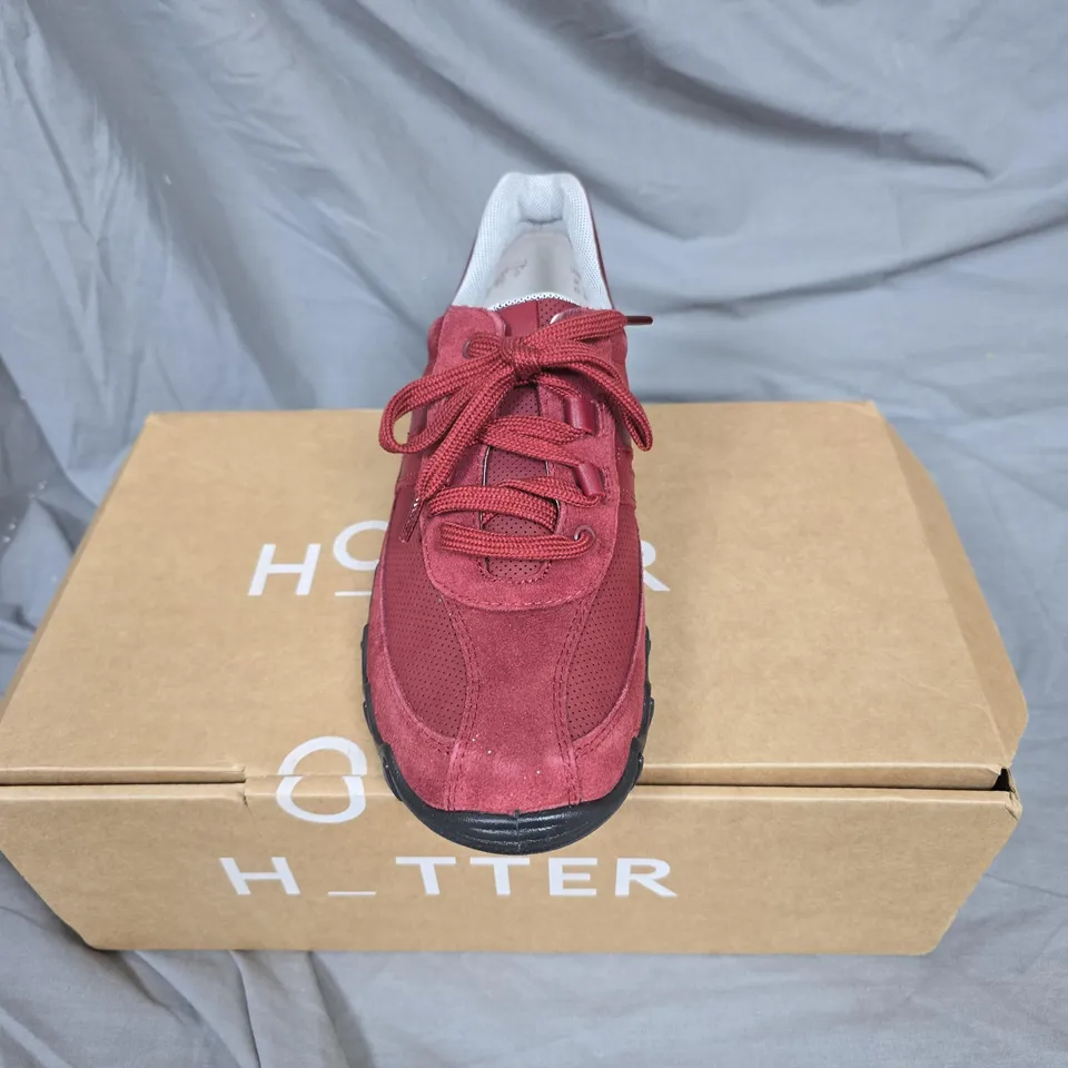 HOTTER WOMEN'S RED TRAINERS - UK 6.5 - SUEDE & MESH UPPER