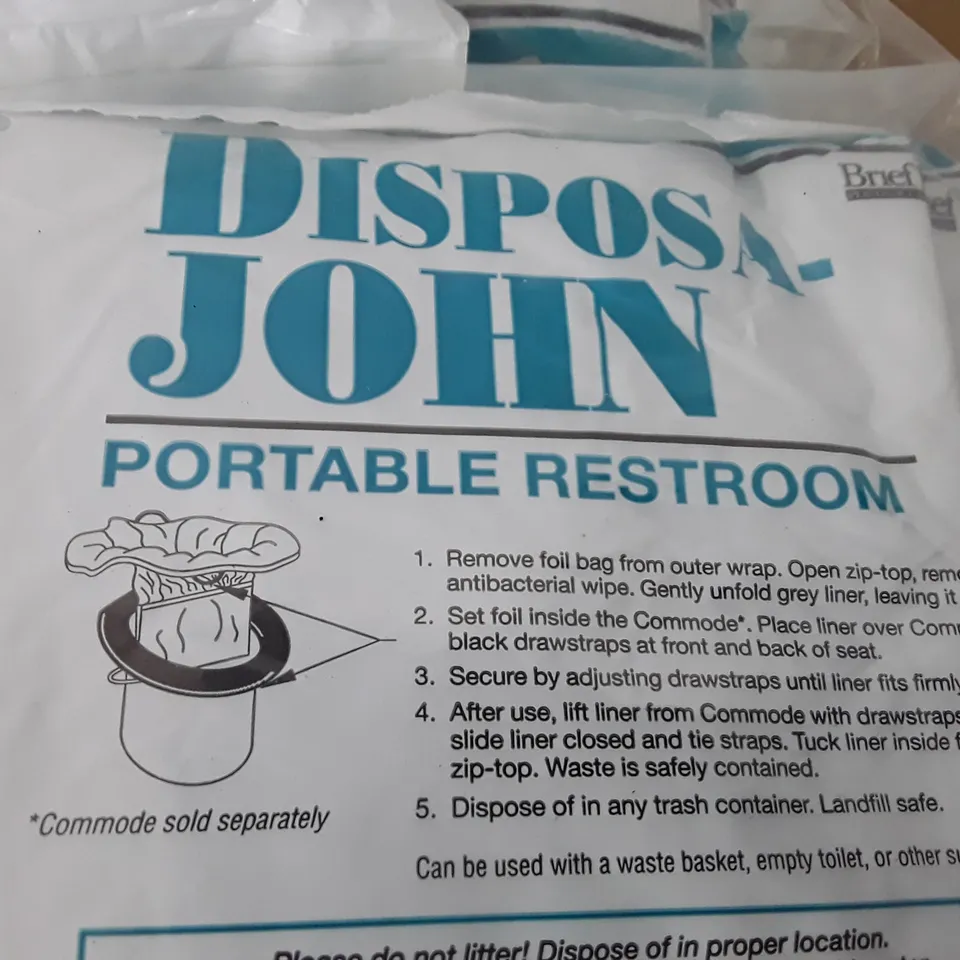 LARGE QUANTITY OF DISPOSA-JOHN PORTABLE RESTROOM 